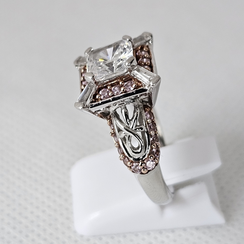 Beautiful Victoria Wieck Diamond & Pink Sapphire Simulant Sterling Silver Size 7 - Picture 6 of 10